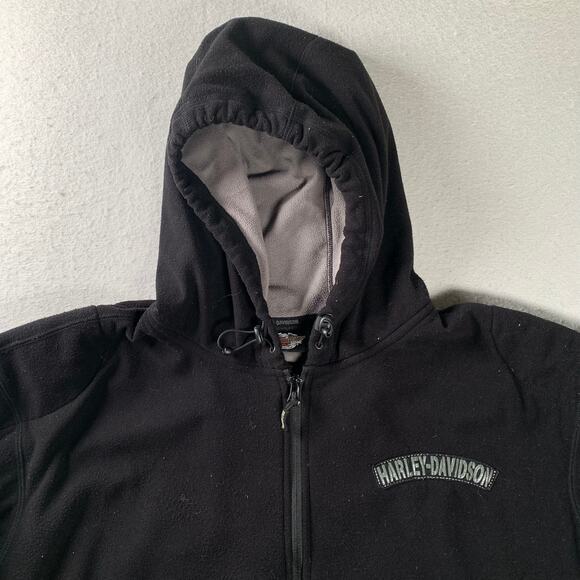 Harley Davidson Jacket Mens XL Fleece Hooded HD Motorcycles Eagle Logo Zip Coat - Picture 3 of 16